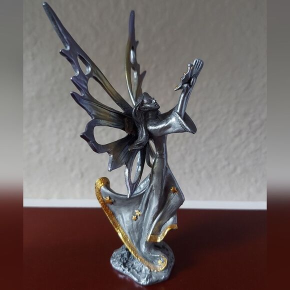 Gold & Purple Pewter Fairy with Butterfly Figurine - Picture 8 of 11